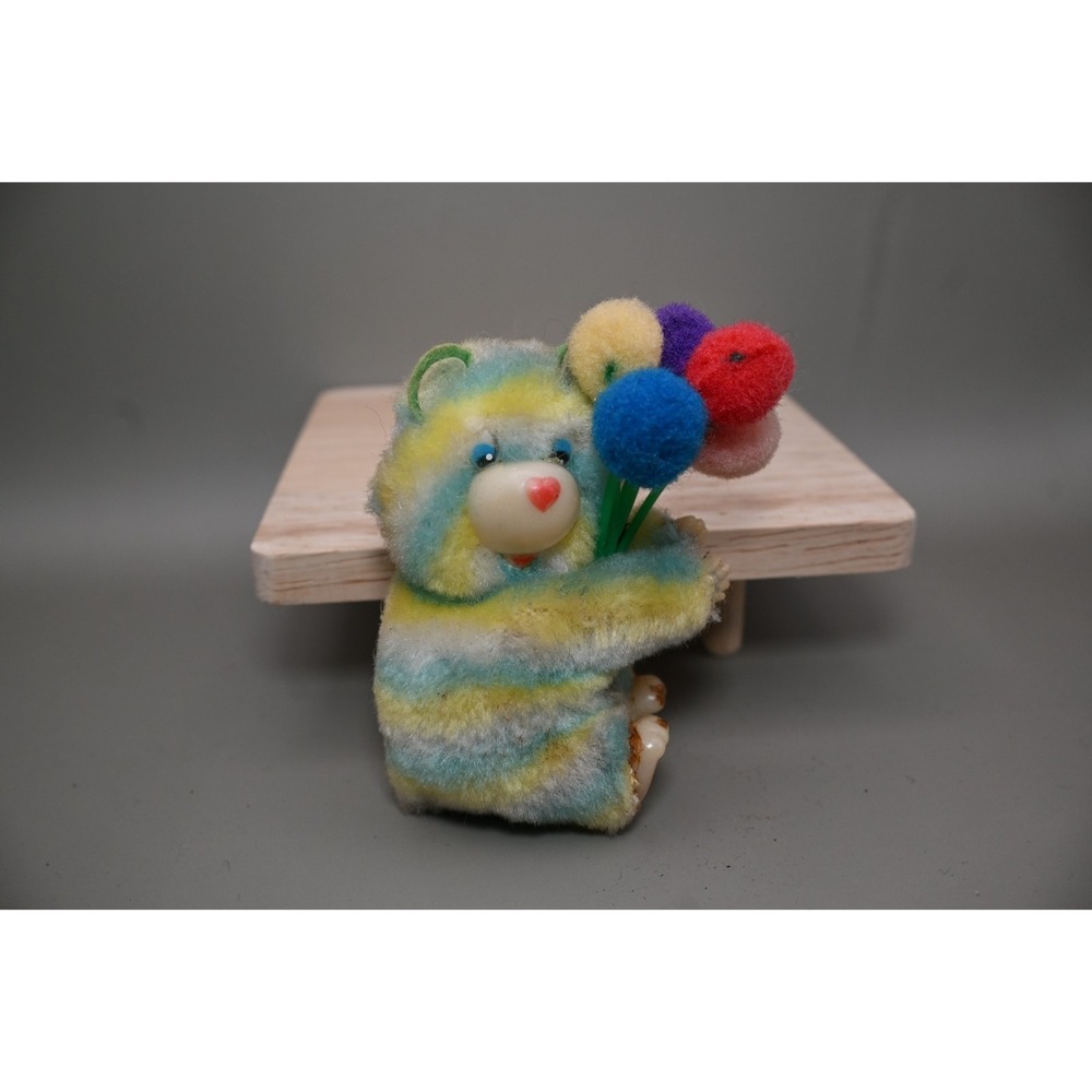Vintage Care Bear Style Pencil Hugger Bear Pom Pom Flowers Clip On Toy 80s